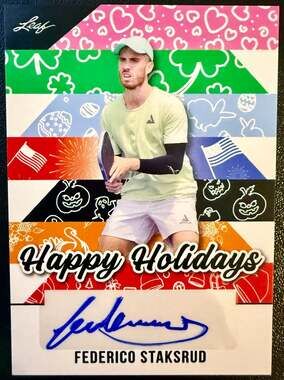 Federico Staksrud Autograph Pickleball Player Leaf Happy Holidays Trading Card